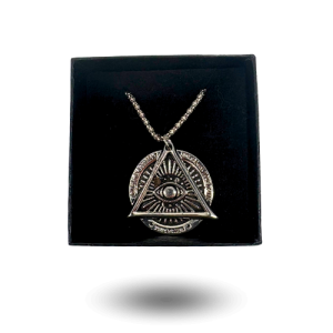 Collier œil cosmique & météorite lunaire Laâyoune 003 – pendentif géométrique