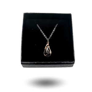 Collier goutte bronze & Campo del Cielo – chaîne argentée