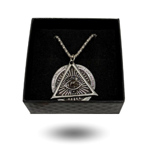 Collier symbole cosmique & Campo del Cielo – pendentif œil géométrique