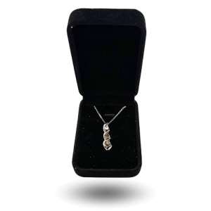 Collier design argenté – pendentif torsadé avec météorites et zircon