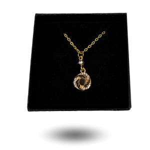 Collier design Tourbillon doré & météorite NWA 13290