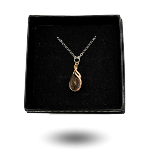 Pendentif goutte élégant couleur or rose & météorite Aletai – collier argenté