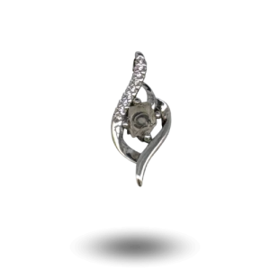 Pendentif élégant argenté & verre libyque – éclat serti de zircons